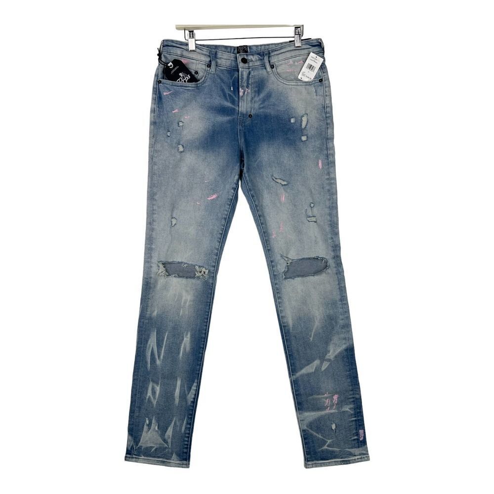 New PRPS Le Sabre Men US 31 Light Wash Jeans Ripped Bleached Slim Fit Casual